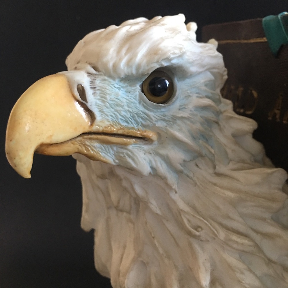 Vintage Wild Animal Eagle Bookends Fierce Realistic Eyes Ceramic Heavy 6.5” - Picture 5 of 16